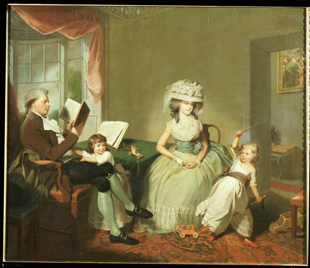 William Beechey - Un ritratto di gruppo di Mr. e Mrs. Hayward con i loro figli, Mathilda e George